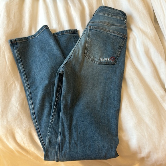 Djerf Avenue Straight Jeans Mid Blue Tall - Size 25 - Picture 4 of 11